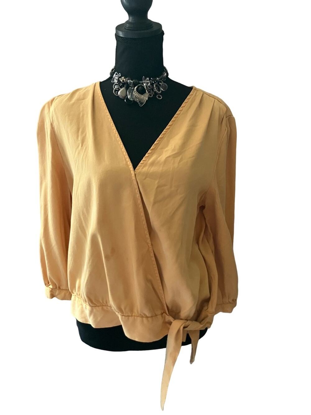 Velvet Heart Mustard Wrap Tie-Front Blouse